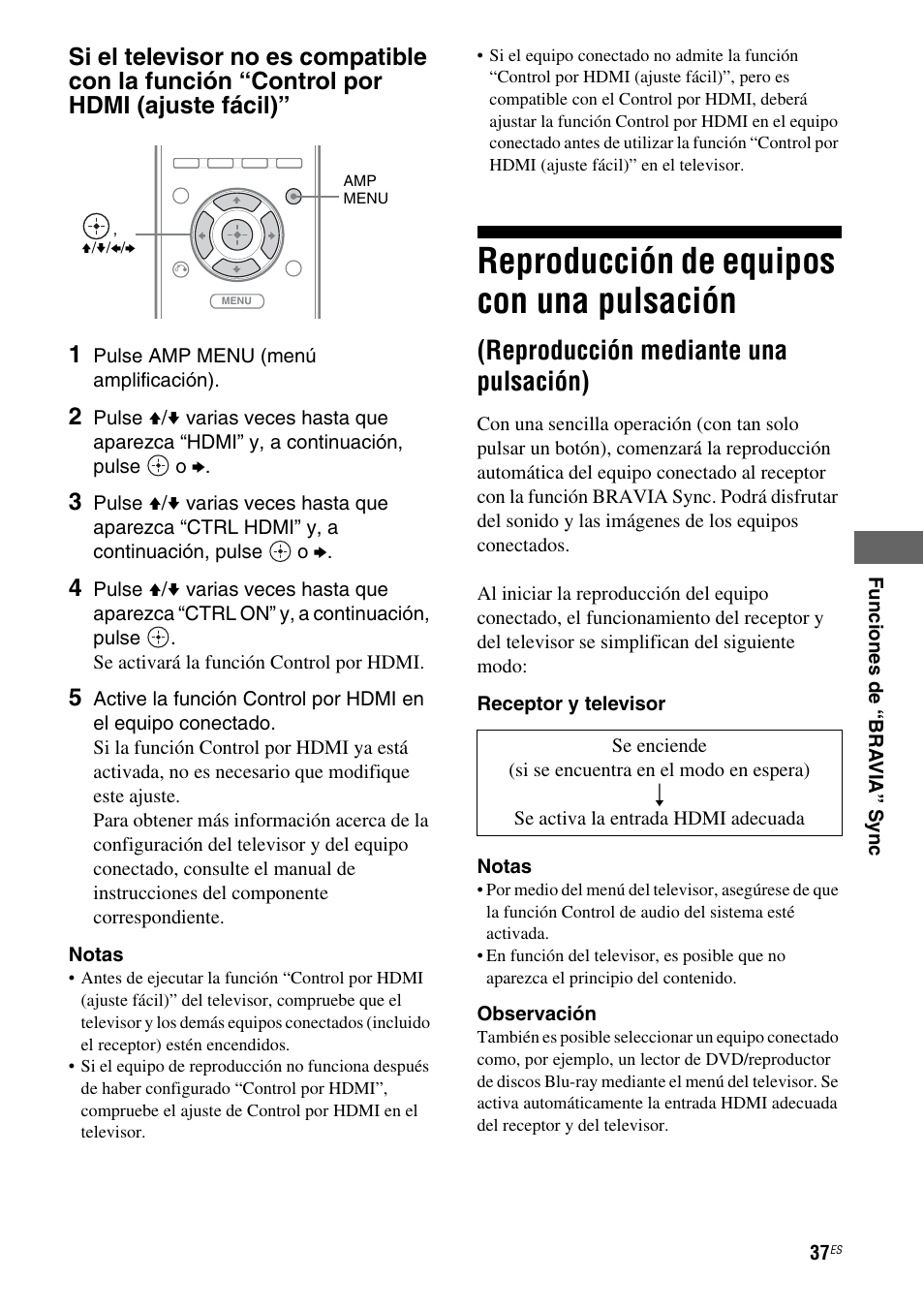 Reproducción de equipos con una, Pulsación (reproducción mediante una pulsación), Reproducción de equipos con una pulsación | Reproducción mediante una pulsación) | Sony HT-SS380 User Manual | Page 87 / 108