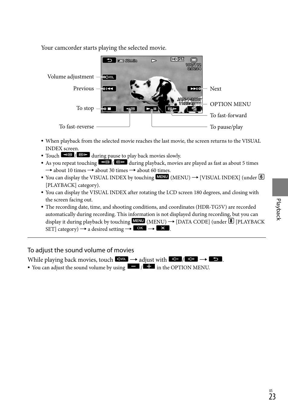 Sony HDR-TG5V User Manual | Page 23 / 135
