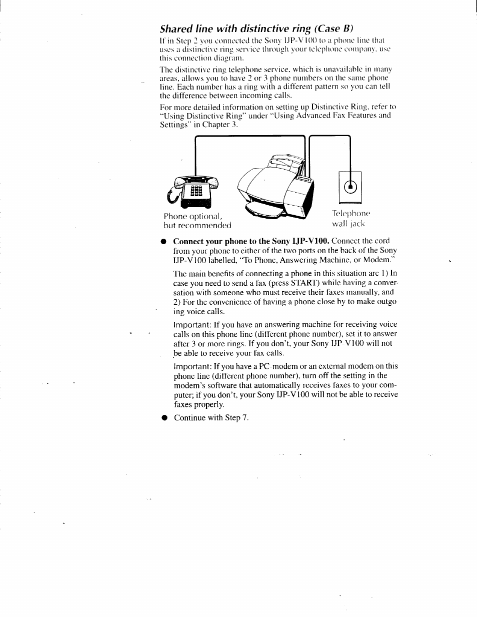 Shared line with distinctive ring (case b) | Sony IJP-V100 User Manual | Page 28 / 106