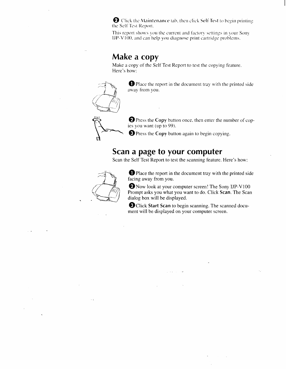 Make a copy, Make a copy -25, Scan a page to your computer | Sony IJP-V100 User Manual | Page 31 / 106