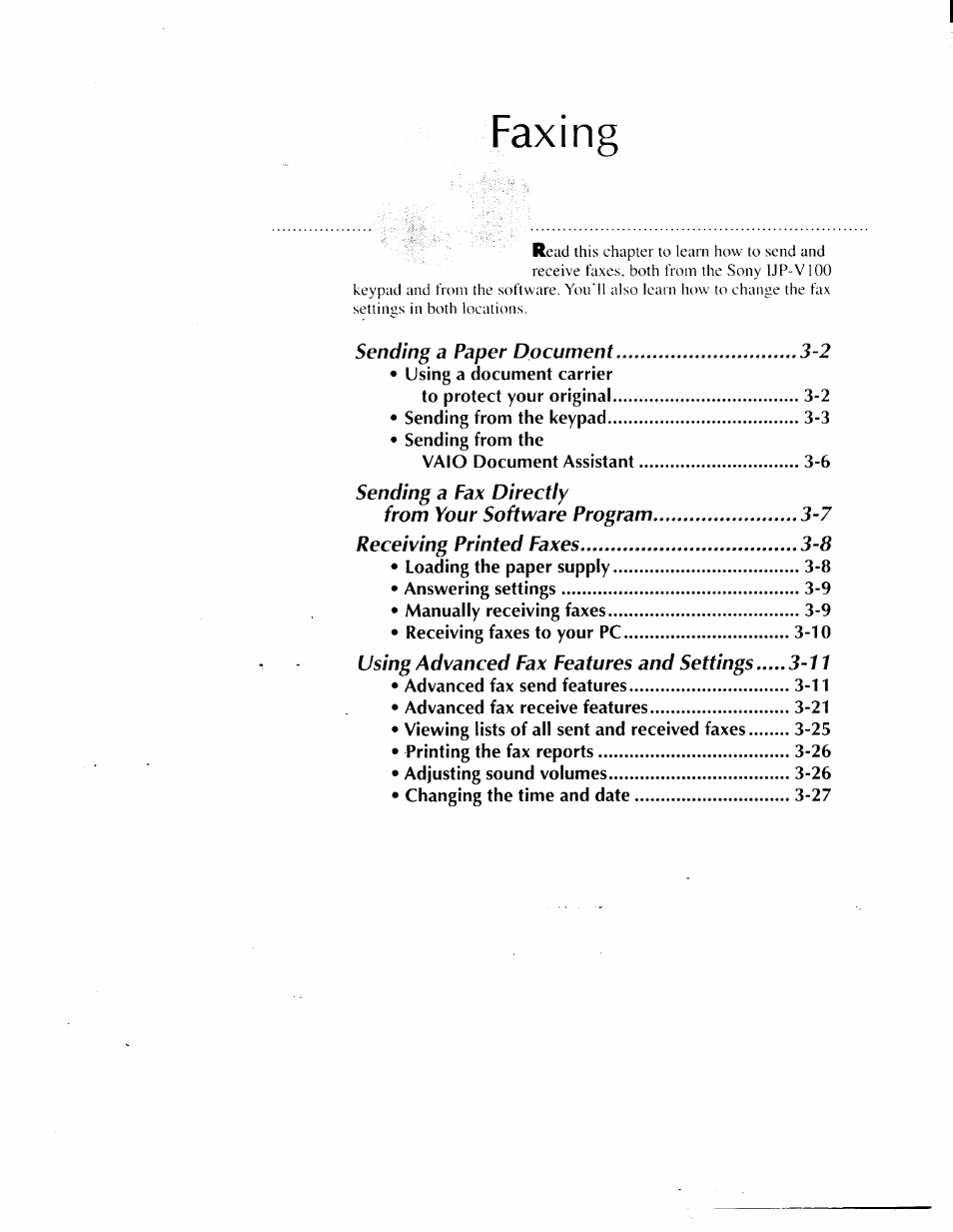 Faxing | Sony IJP-V100 User Manual | Page 42 / 106