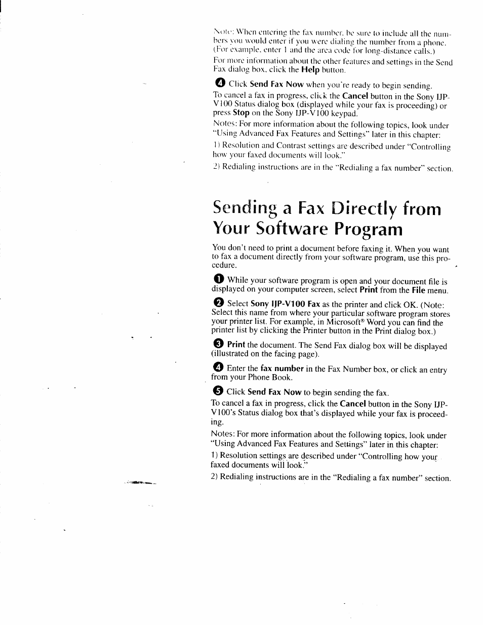 Sending a fax directly from your software program | Sony IJP-V100 User Manual | Page 48 / 106