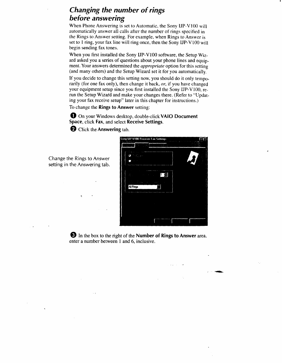Changing the number of rings before answering | Sony IJP-V100 User Manual | Page 63 / 106