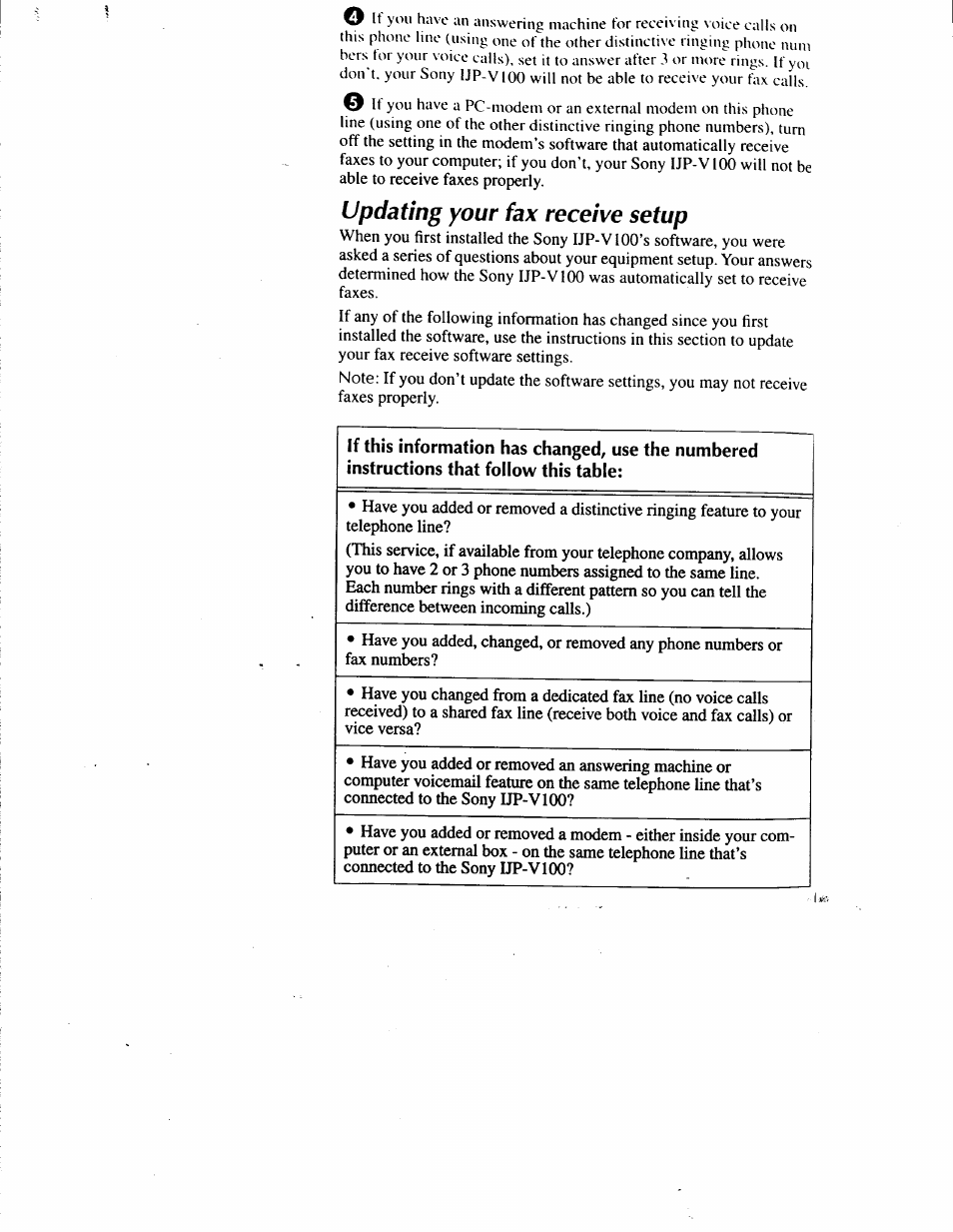 Updating your fax receive setup | Sony IJP-V100 User Manual | Page 65 / 106