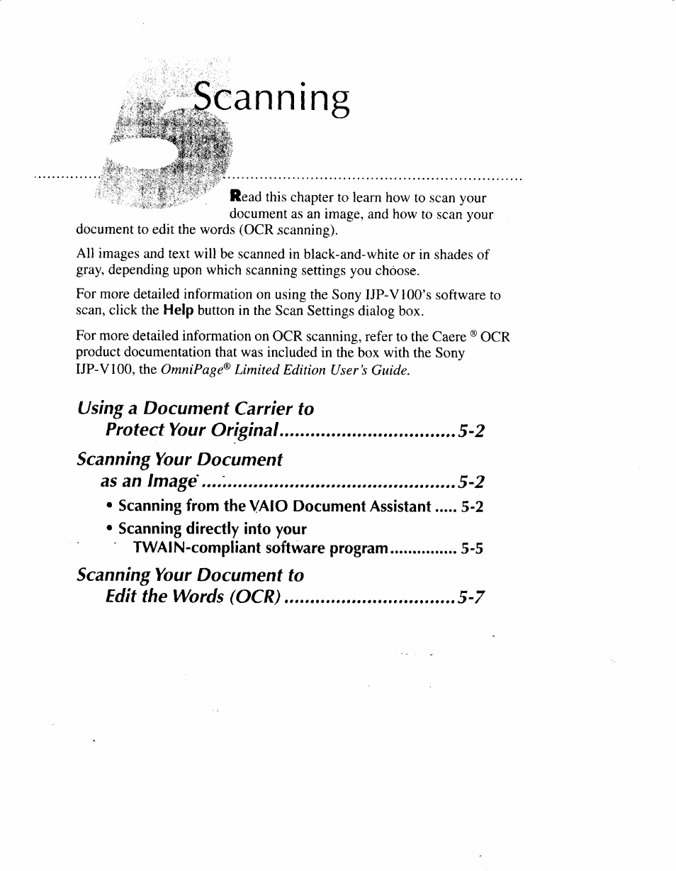 Scanning | Sony IJP-V100 User Manual | Page 77 / 106