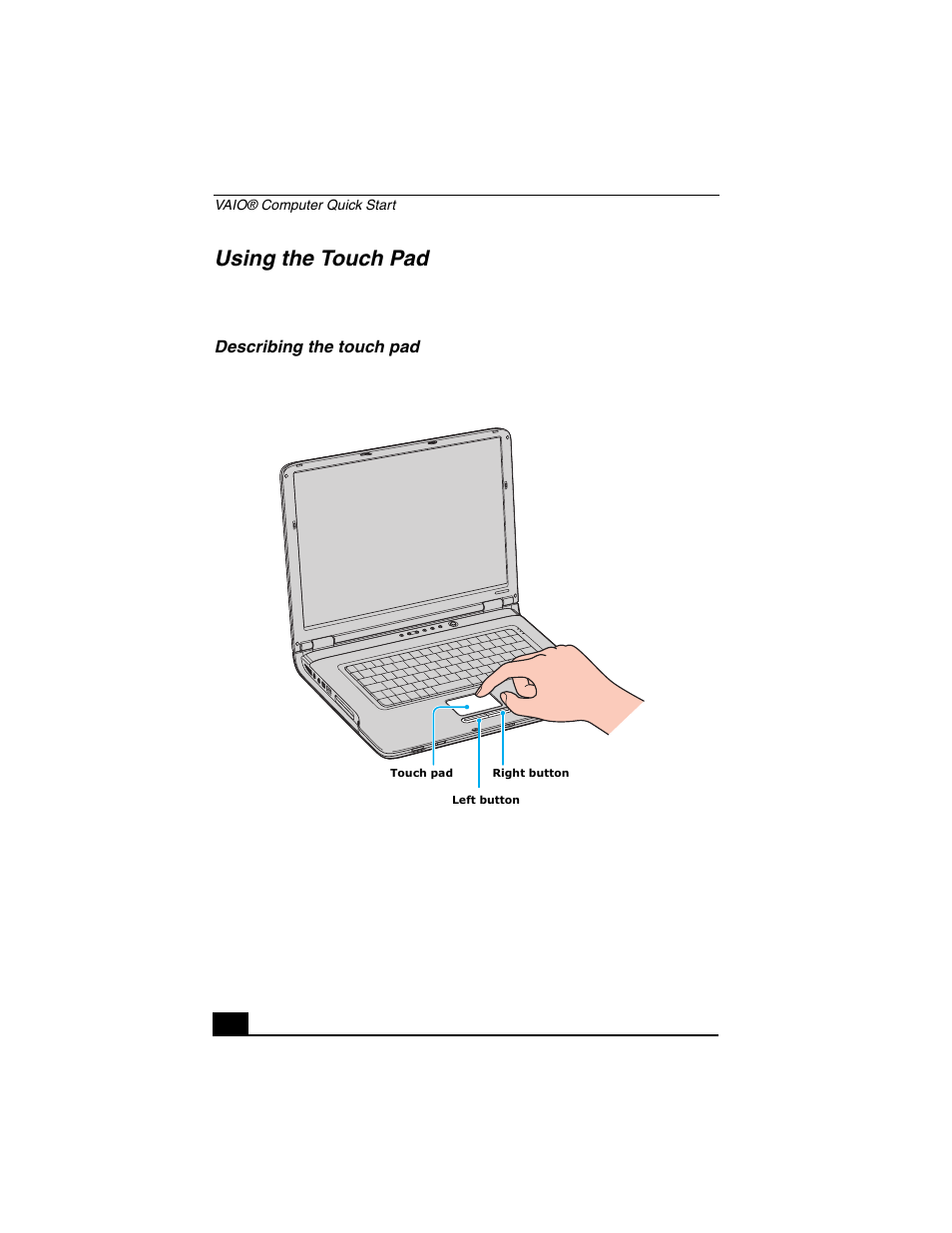 Using the touch pad | Sony VGN-A140P User Manual | Page 32 / 48