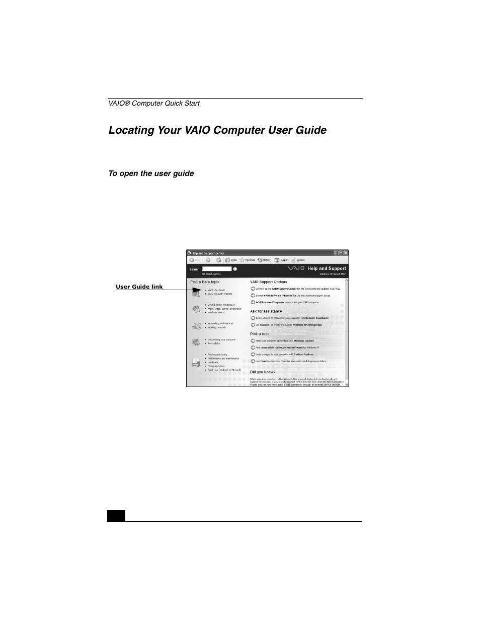 Locating your vaio computer user guide | Sony VGN-A140P User Manual | Page 36 / 48
