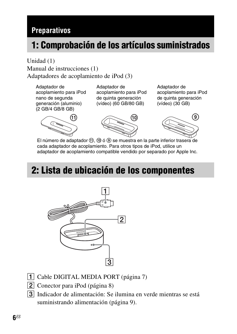Preparativos, Comprobación de los artículos suministrados, Lista de ubicación de los componentes | Comprobación de los, Artículos suministrados, Lista de ubicación de los, Componentes | Sony DAV-HDX279W User Manual | Page 30 / 40