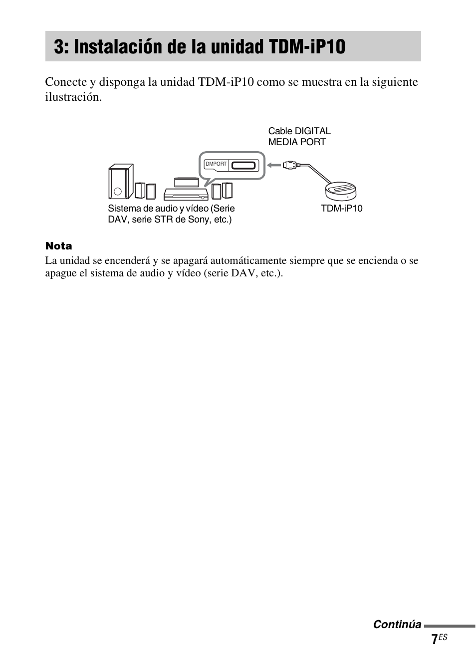 Instalación de la unidad tdm-ip10, Instalación de la unidad, Tdm-ip10 | Sony DAV-HDX279W User Manual | Page 31 / 40