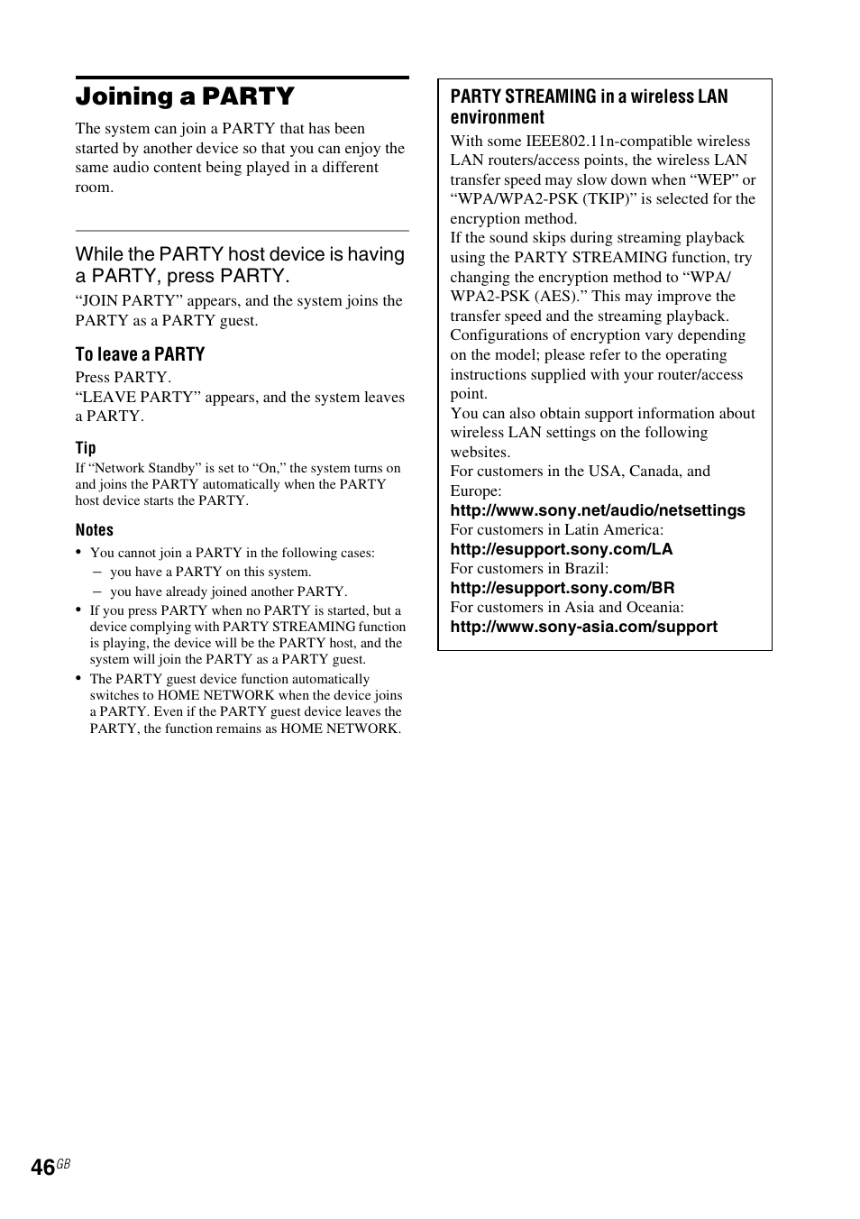 Joining a party | Sony CMT-MX700Ni User Manual | Page 46 / 80