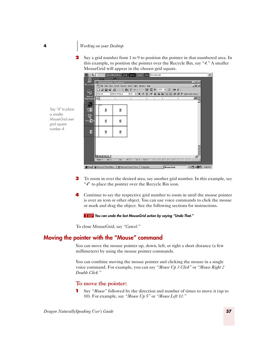 Moving the pointer with the “mouse” command | Sony ICD-MS515VTP User Manual | Page 43 / 222