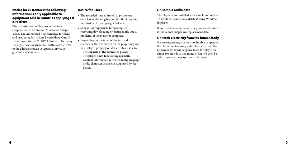 Sony NWZ-B133FBLU User Manual | Page 3 / 38
