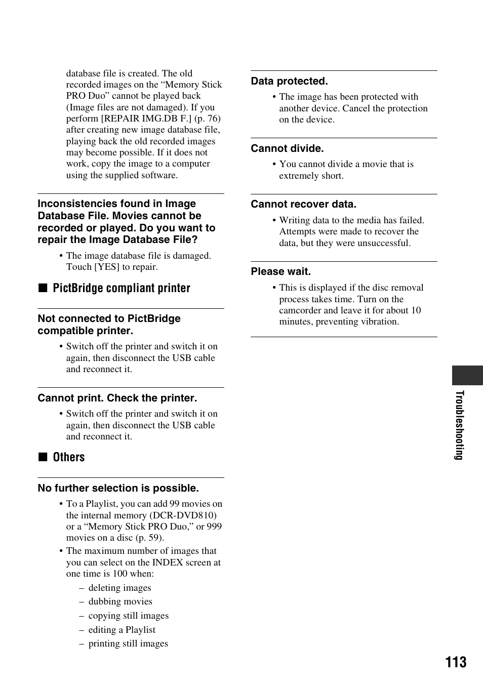 Sony DCR-DVD710 User Manual | Page 113 / 159