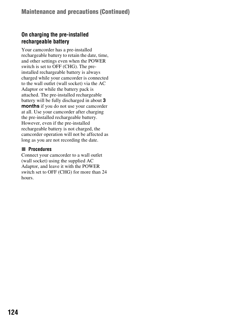 P. 124), Maintenance and precautions (continued) | Sony DCR-DVD710 User Manual | Page 124 / 159
