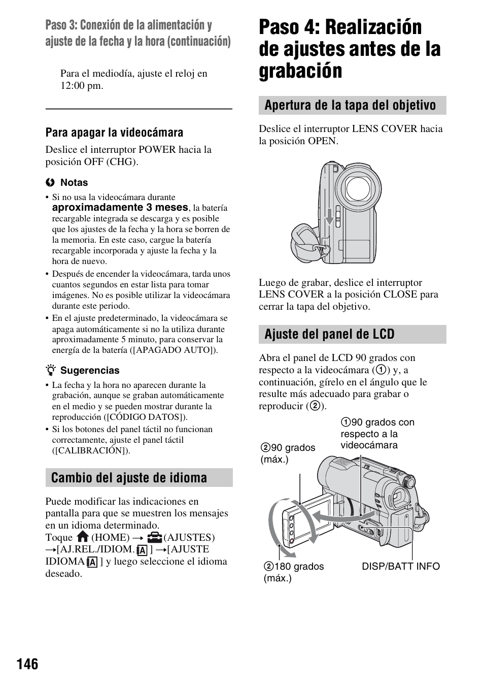 Cambio del ajuste de idioma | Sony DCR-DVD710 User Manual | Page 146 / 159