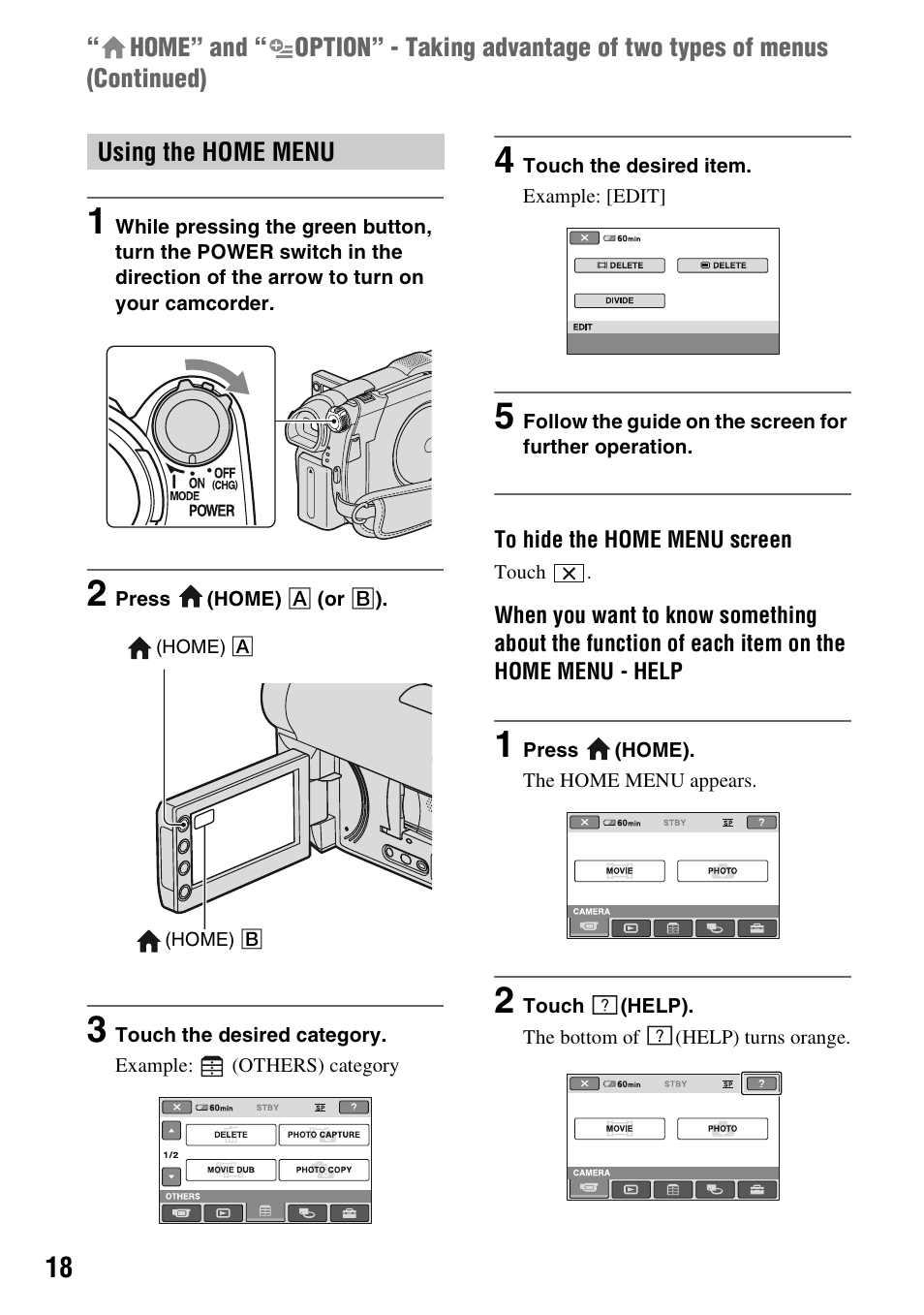 Em (p. 18) | Sony DCR-DVD710 User Manual | Page 18 / 159