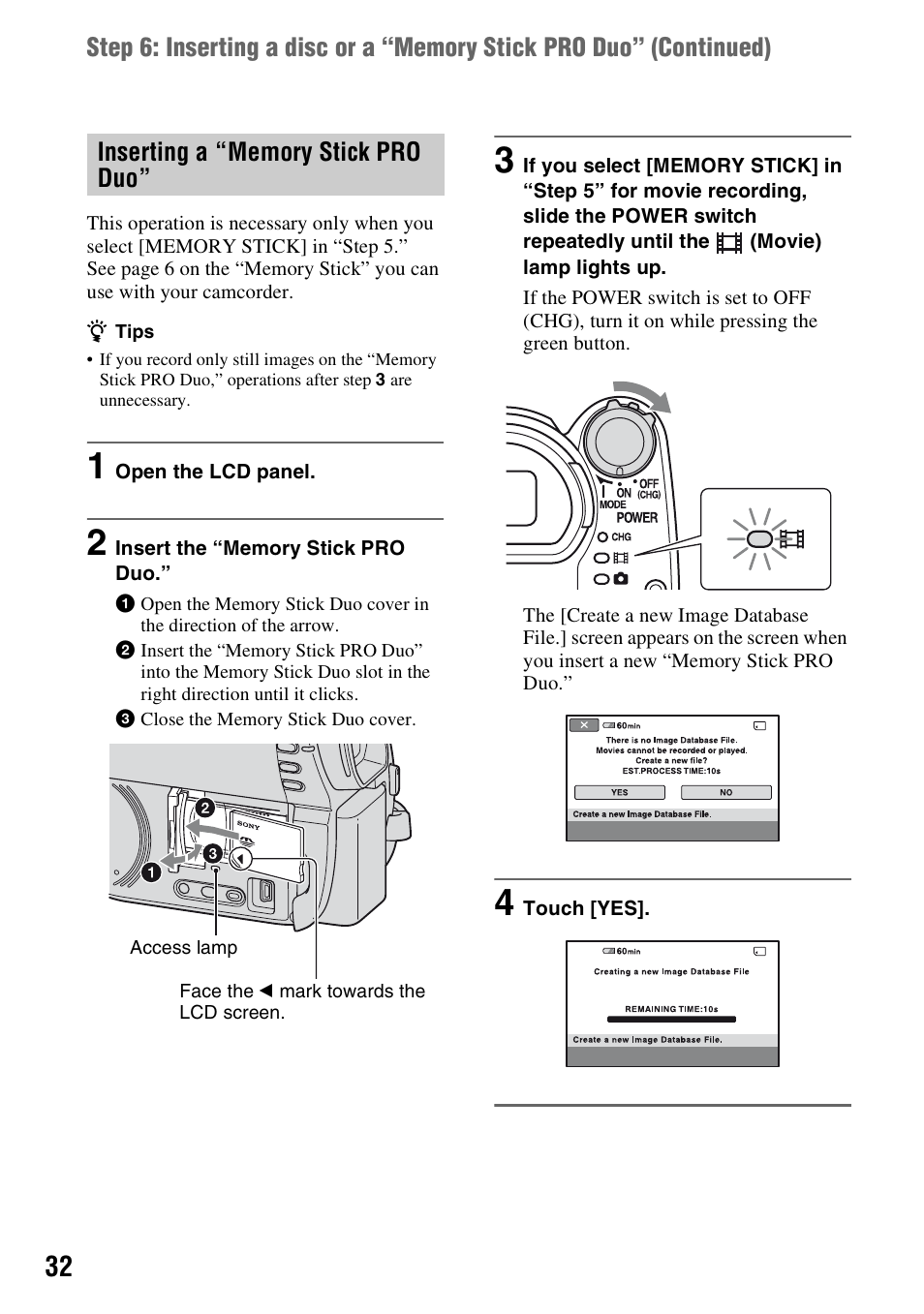 32) a, P. 32) | Sony DCR-DVD710 User Manual | Page 32 / 159