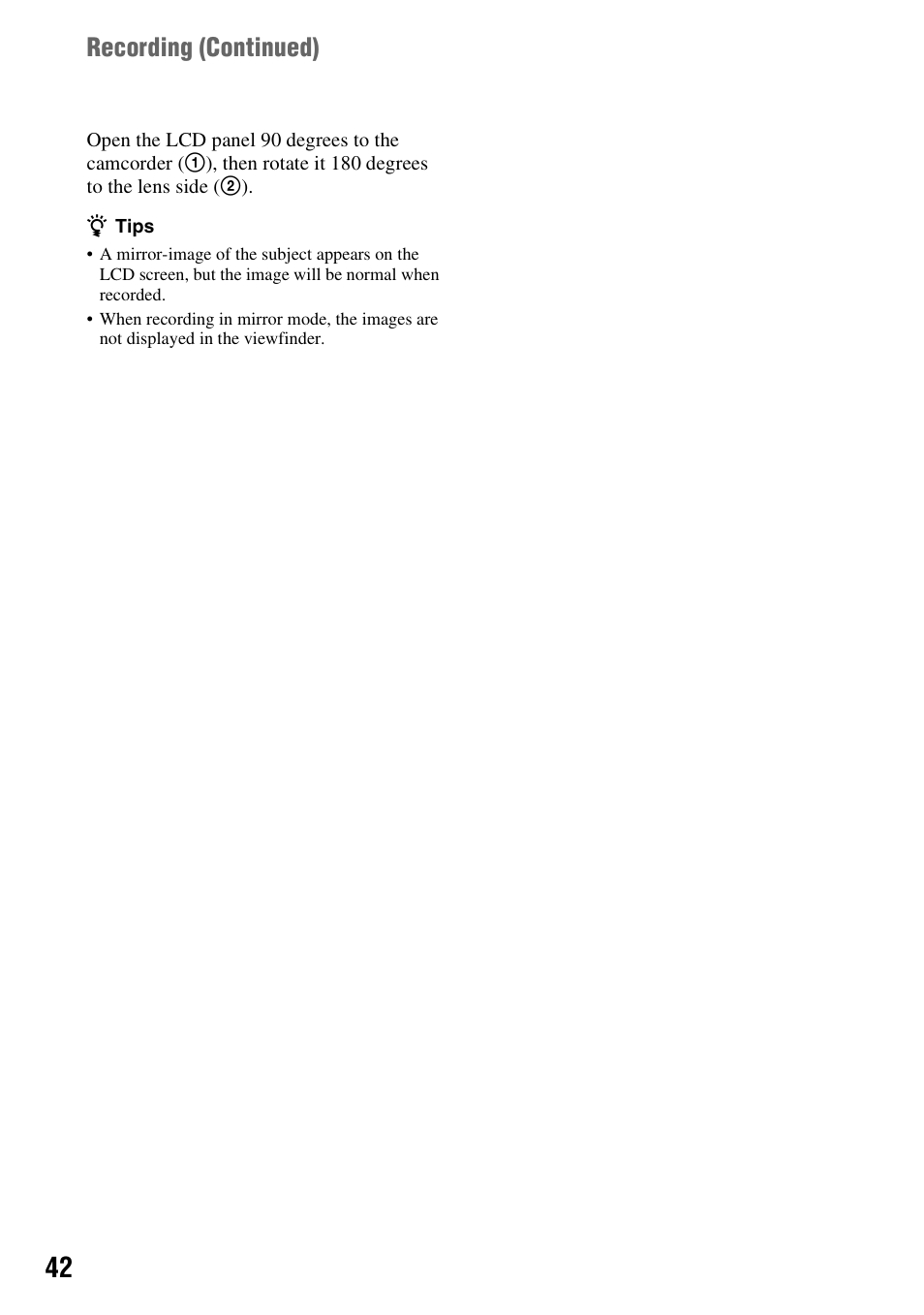 Recording (continued) | Sony DCR-DVD710 User Manual | Page 42 / 159
