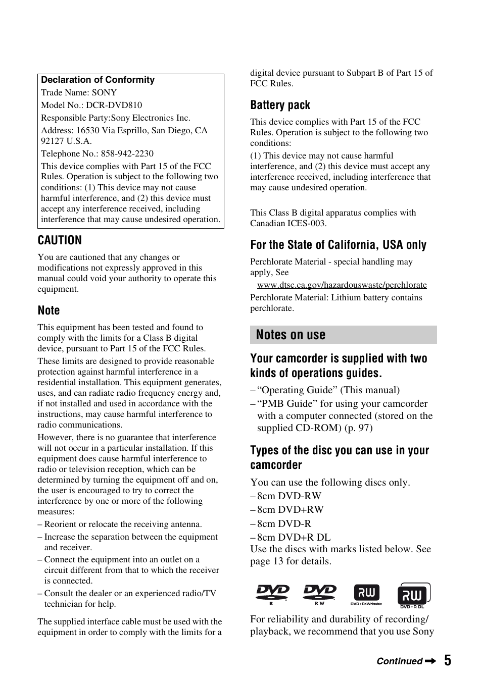 Sony DCR-DVD710 User Manual | Page 5 / 159