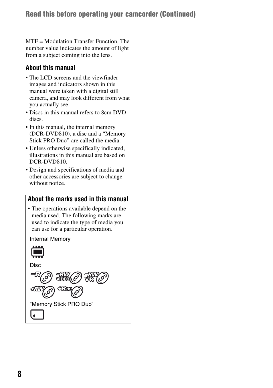 Sony DCR-DVD710 User Manual | Page 8 / 159