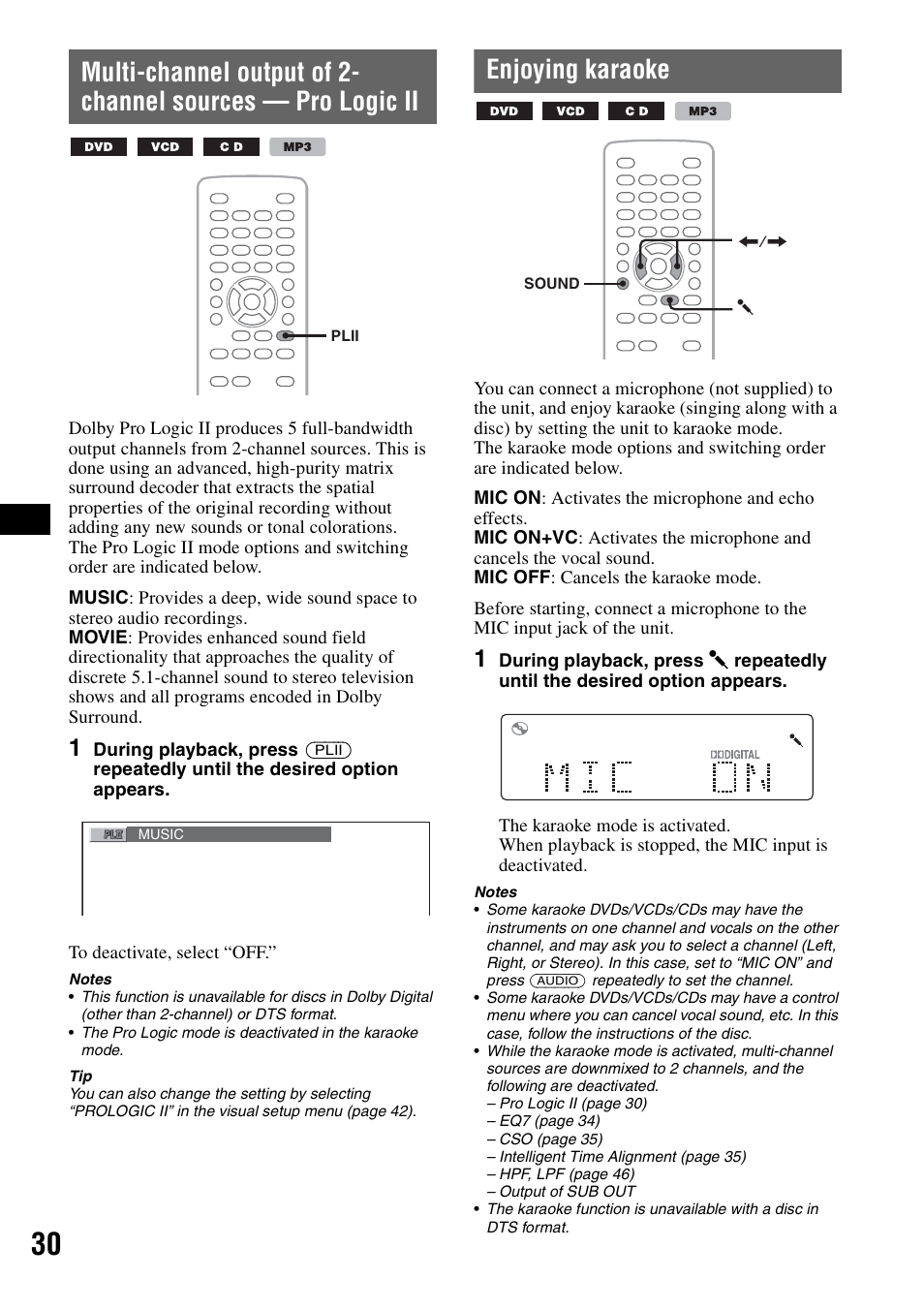 Enjoying karaoke | Sony MEX-DV2000 User Manual | Page 30 / 192