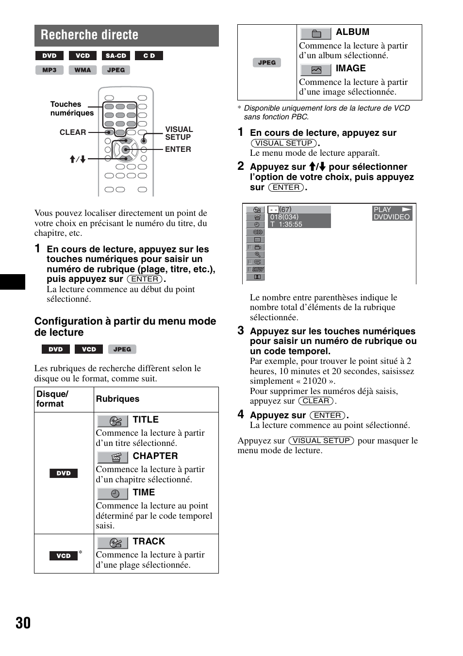 Recherche directe, R 30 | Sony MEX-DV2000 User Manual | Page 90 / 192