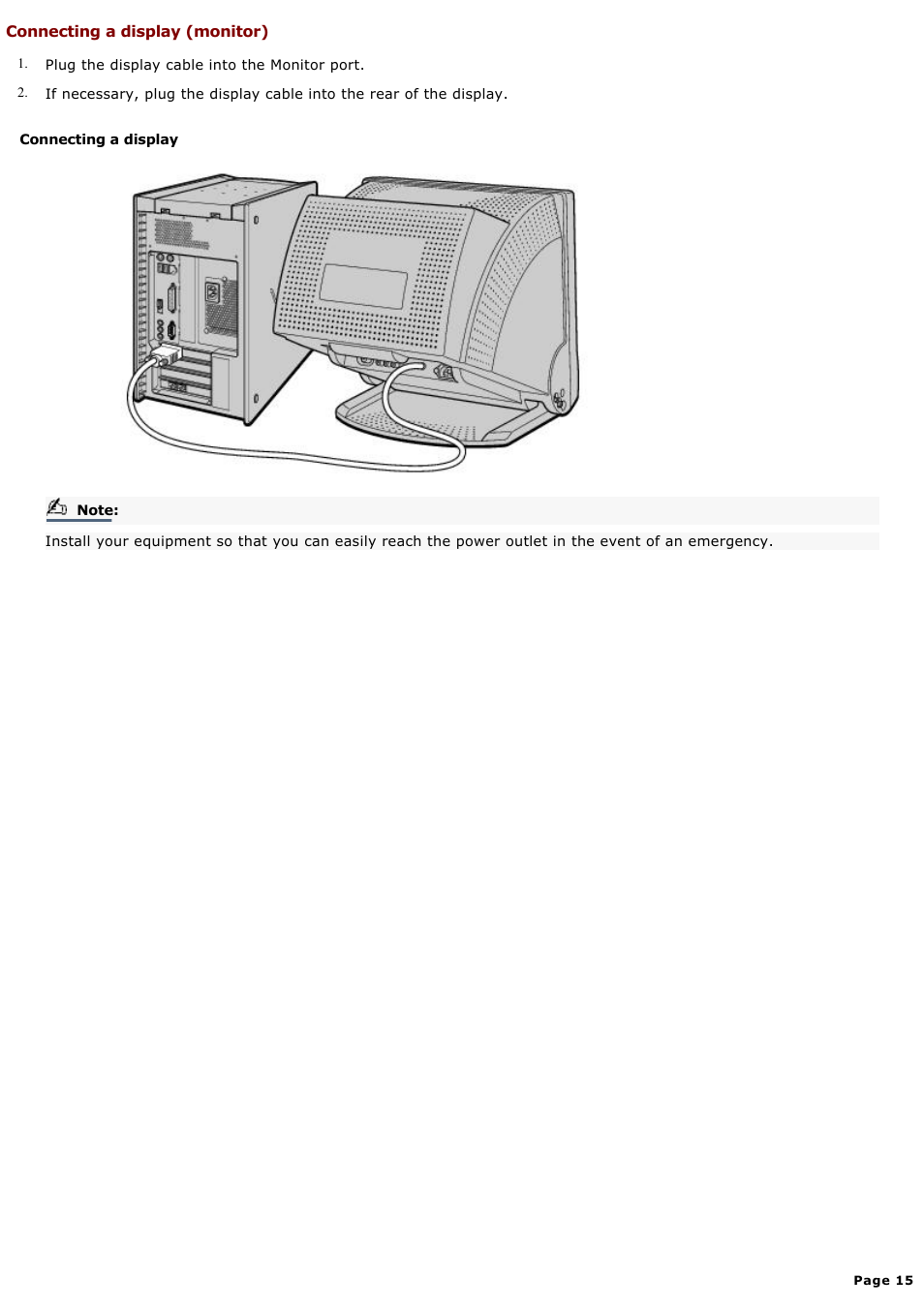 Connecting a display (monitor) | Sony PCV-RX650 User Manual | Page 15 / 88