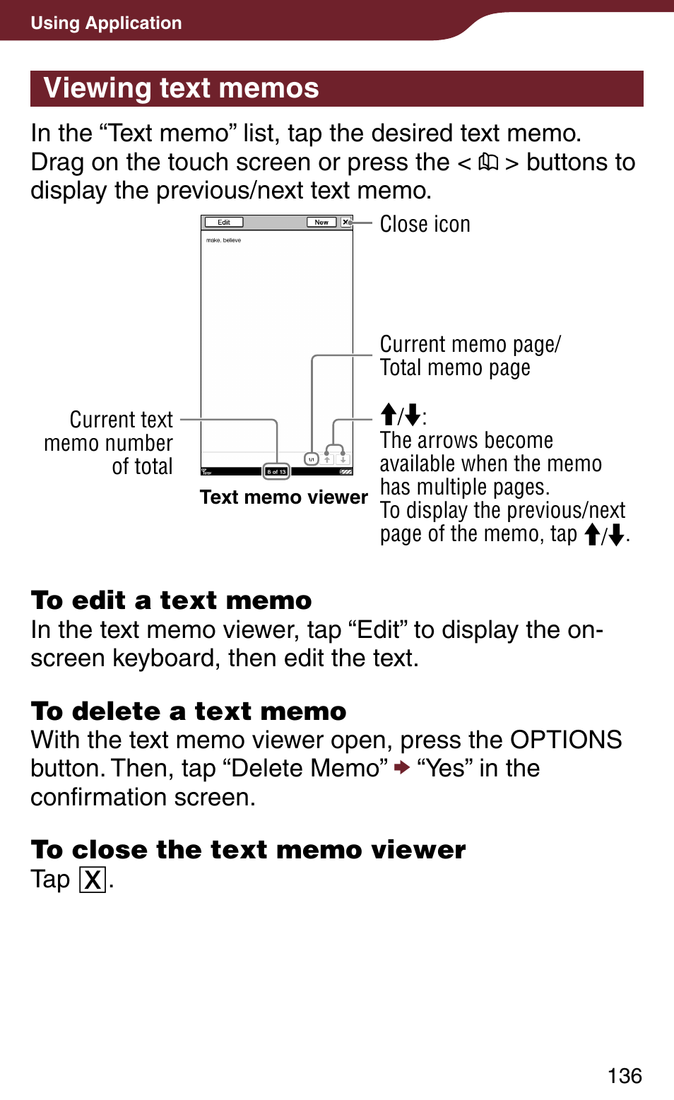 Viewing text memos | Sony PRS-900BC User Manual | Page 136 / 202