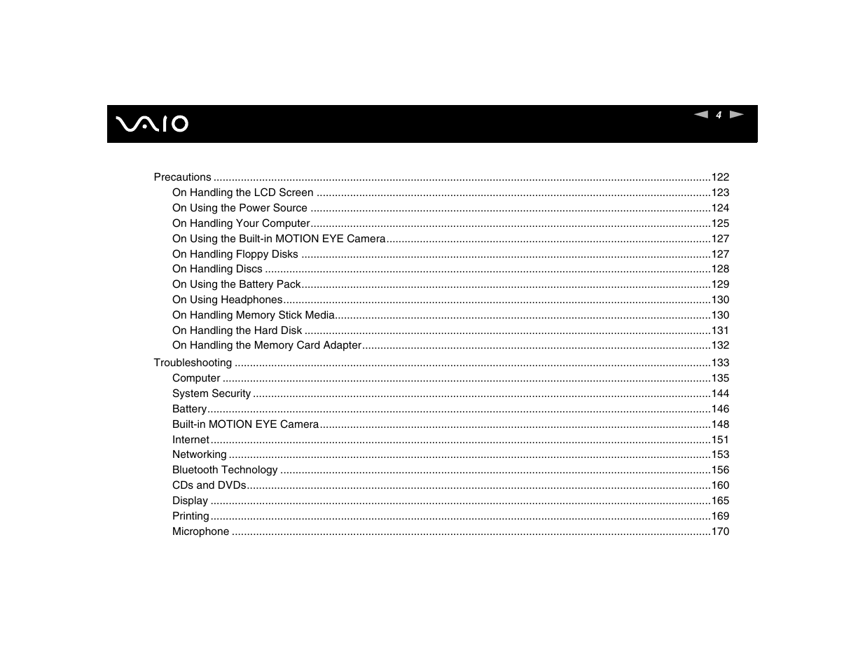 Sony VGN-FE570G User Manual | Page 4 / 194