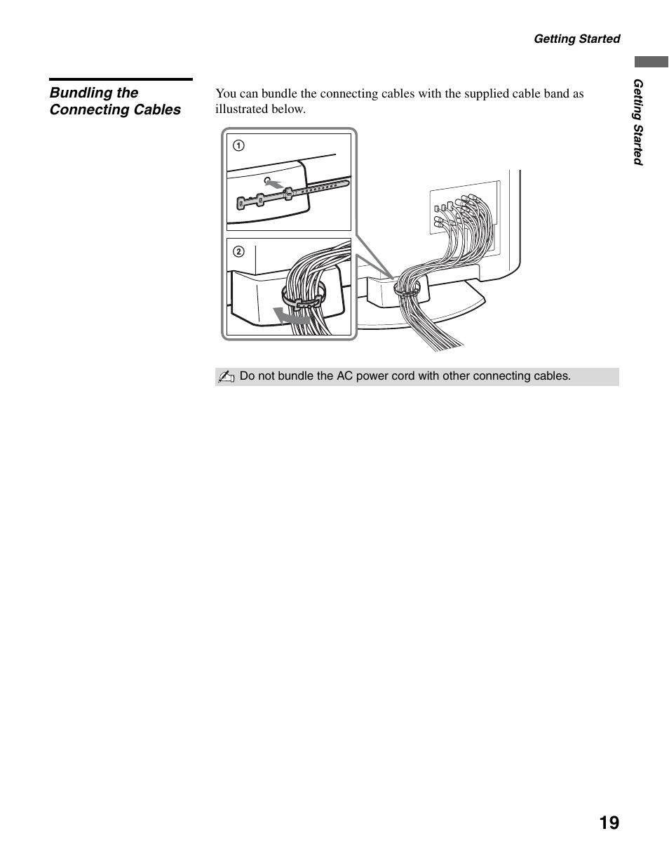 Bundling the connecting cables | Sony KDL-37L4000 User Manual | Page 19 / 44