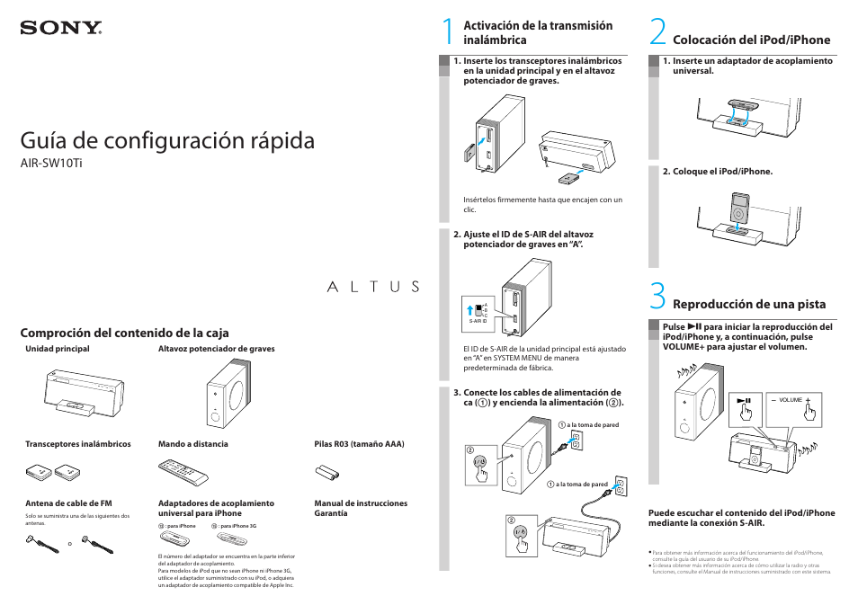 Guía de configuración rápida | Sony AIR-SW10TI User Manual | Page 2 / 2