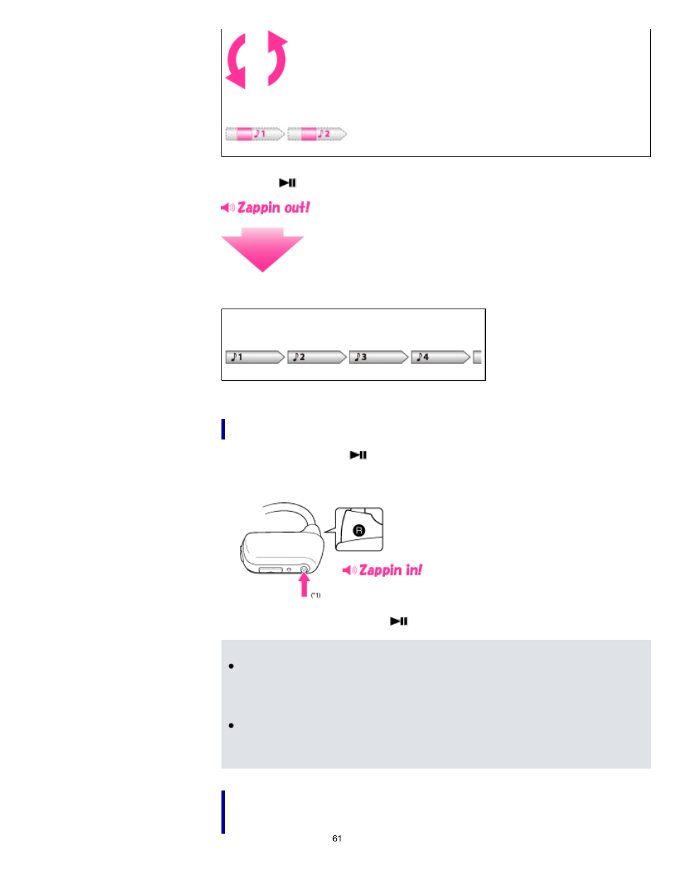 Starting zappin playback | Sony NWZ-W274S User Manual | Page 61 / 101