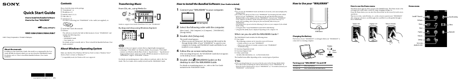 Sony NWZ-A864 User Manual | 2 pages