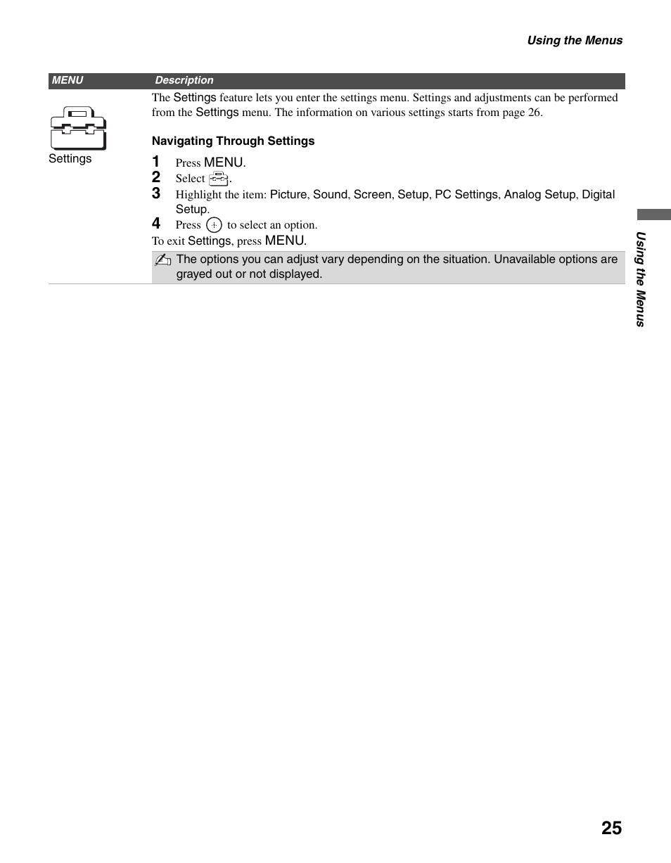 Sony KDL-46V25L1 User Manual | Page 25 / 48