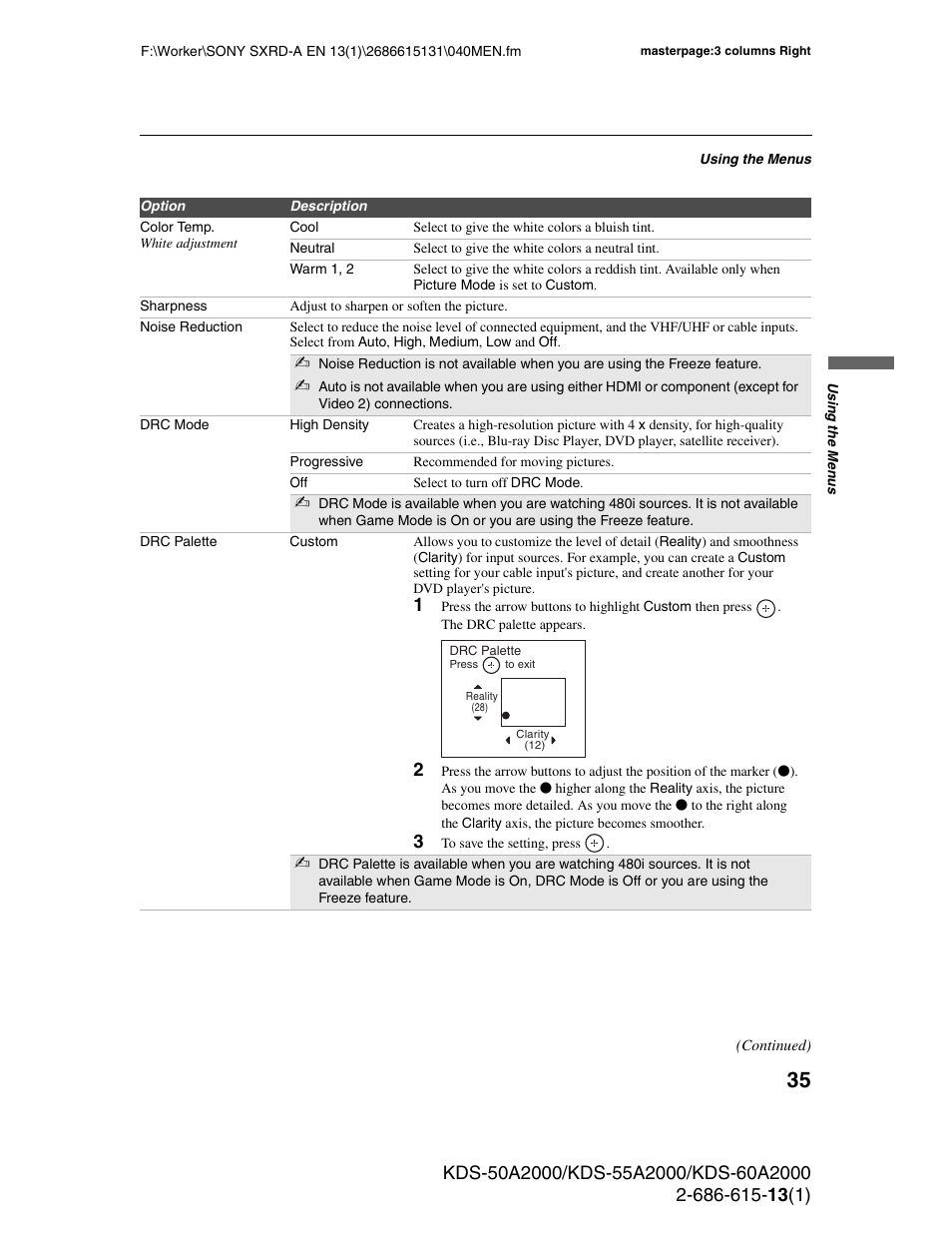 Sony KDS-50A2000 User Manual | Page 35 / 67