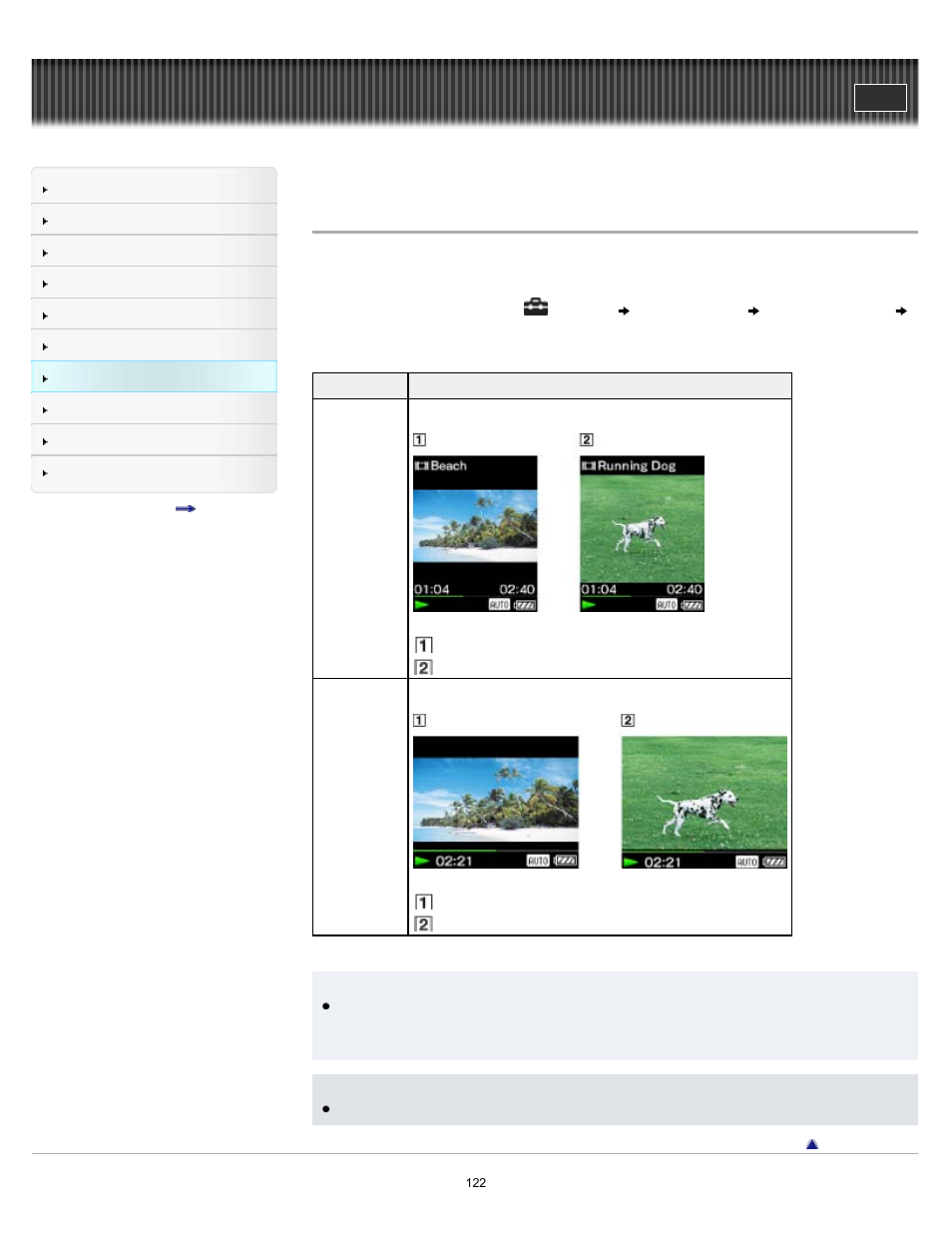 Setting the video orientation [video orientation | Sony NWZ-E375 User Manual | Page 122 / 166