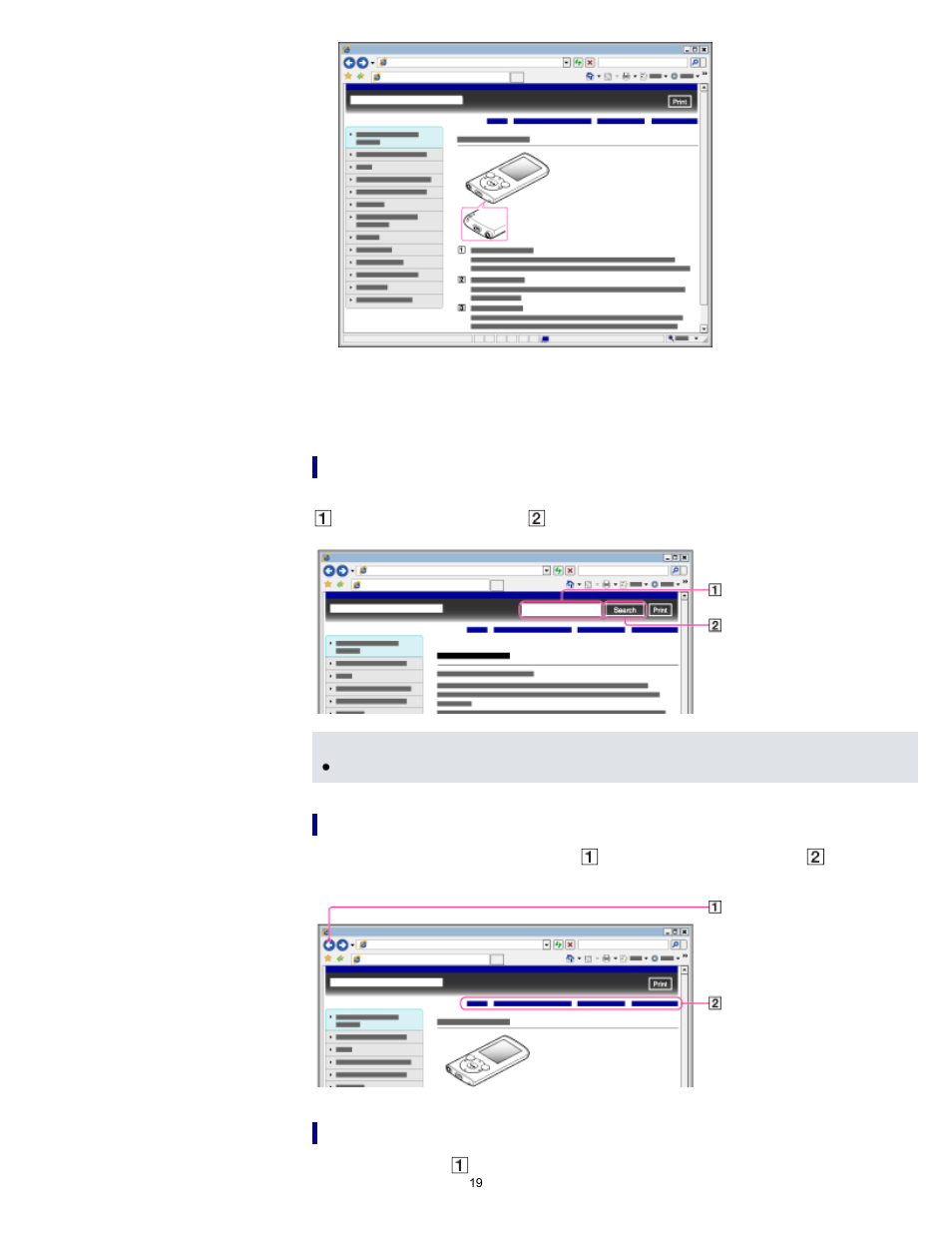 Searching this user guide | Sony NWZ-E375 User Manual | Page 19 / 166