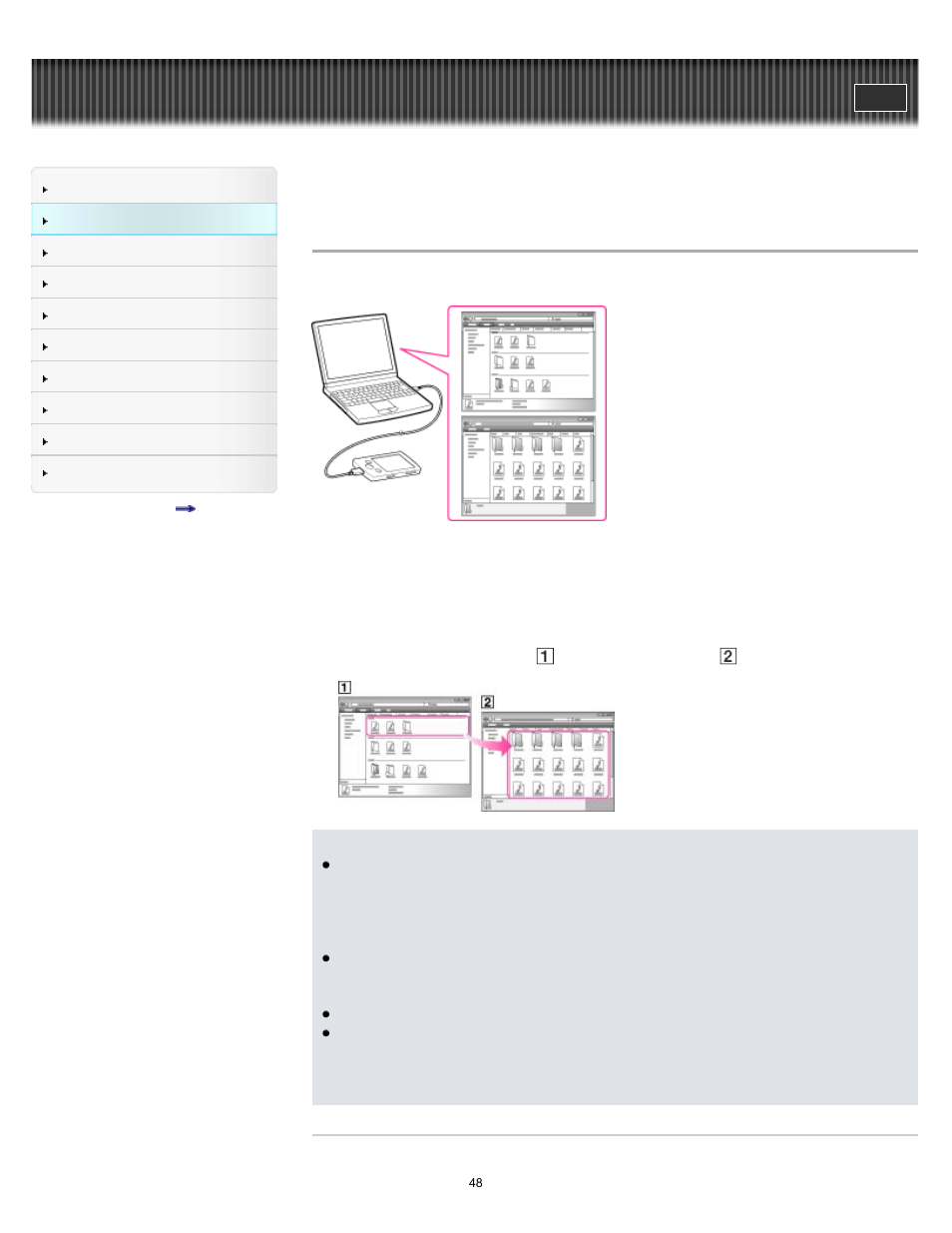 Transferring music using windows explorer, Details | Sony NWZ-E375 User Manual | Page 48 / 166