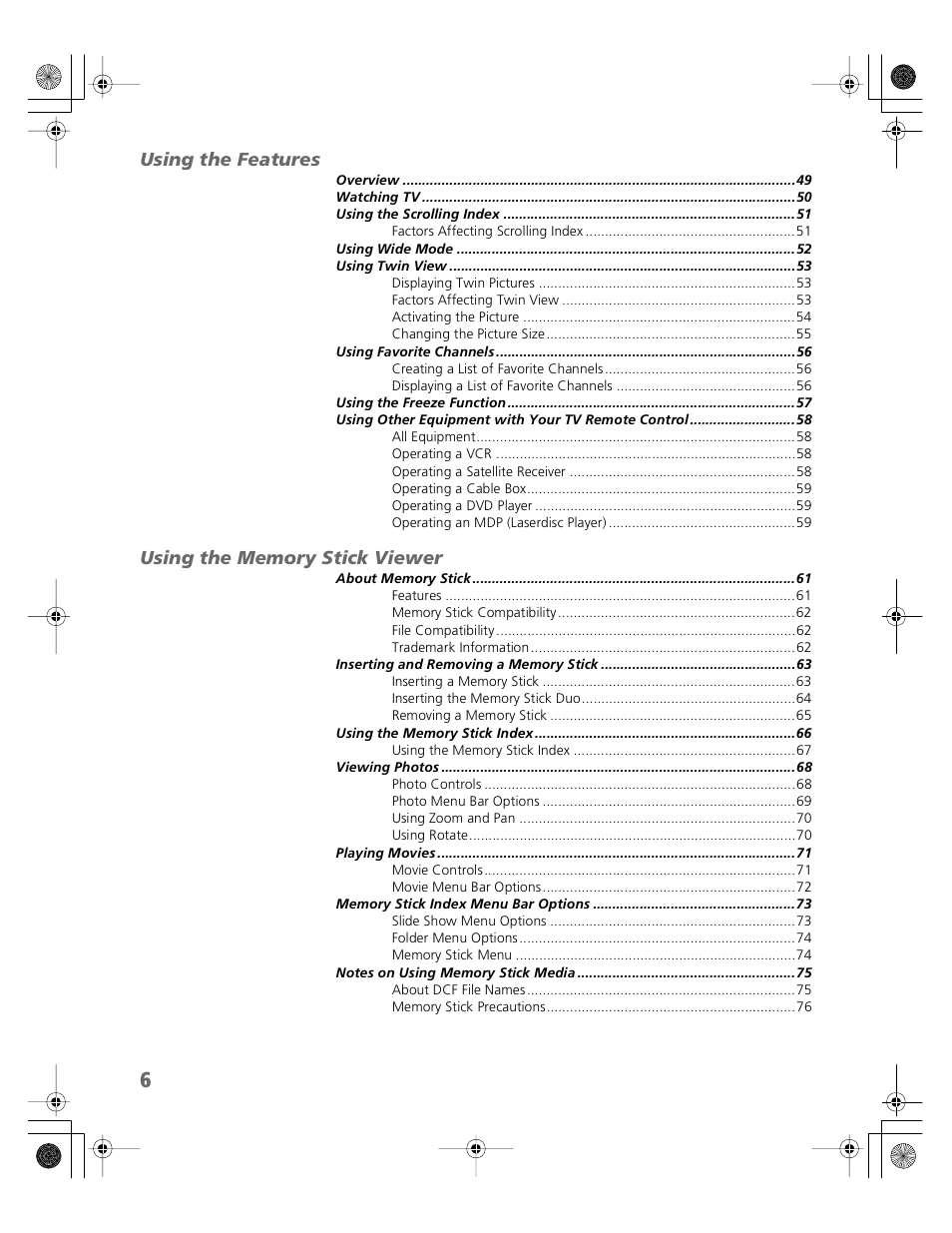 Sony KV-30XBR910 User Manual | Page 7 / 106
