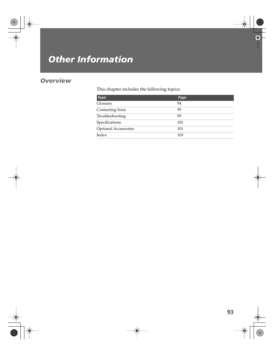 Other information, Overview | Sony KV-30XBR910 User Manual | Page 94 / 106