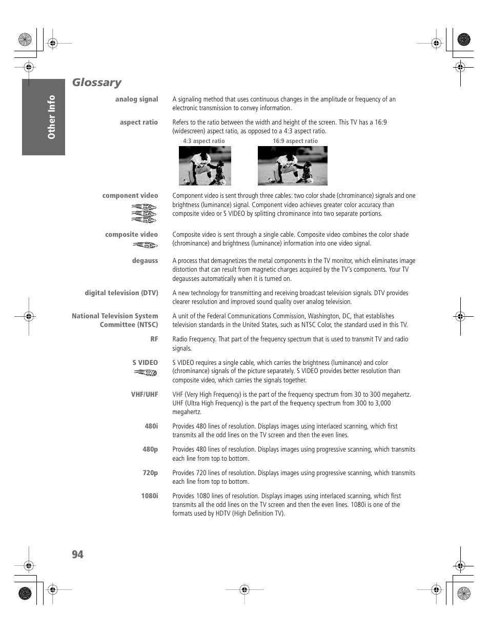 Glossary | Sony KV-30XBR910 User Manual | Page 95 / 106