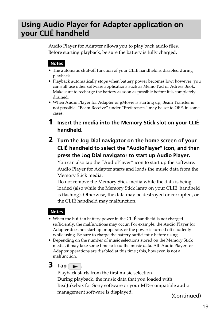 Sony PEGA-SA500 User Manual | Page 13 / 28