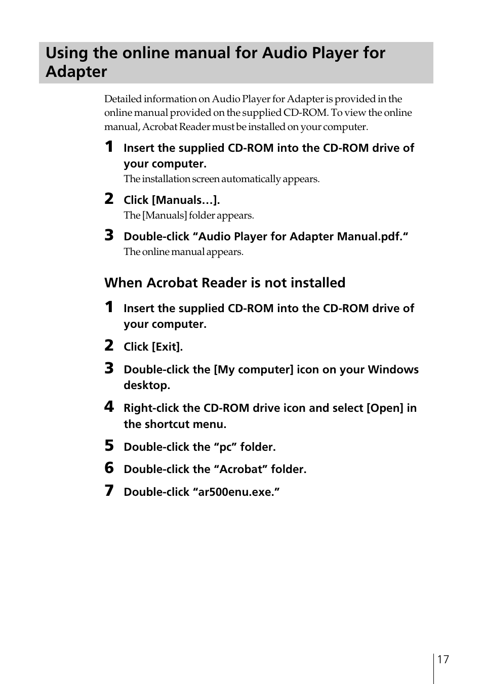 Sony PEGA-SA500 User Manual | Page 17 / 28