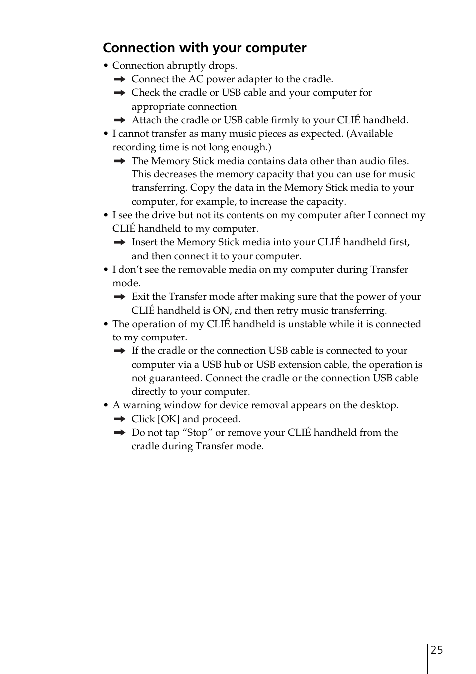 Connection with your computer | Sony PEGA-SA500 User Manual | Page 25 / 28