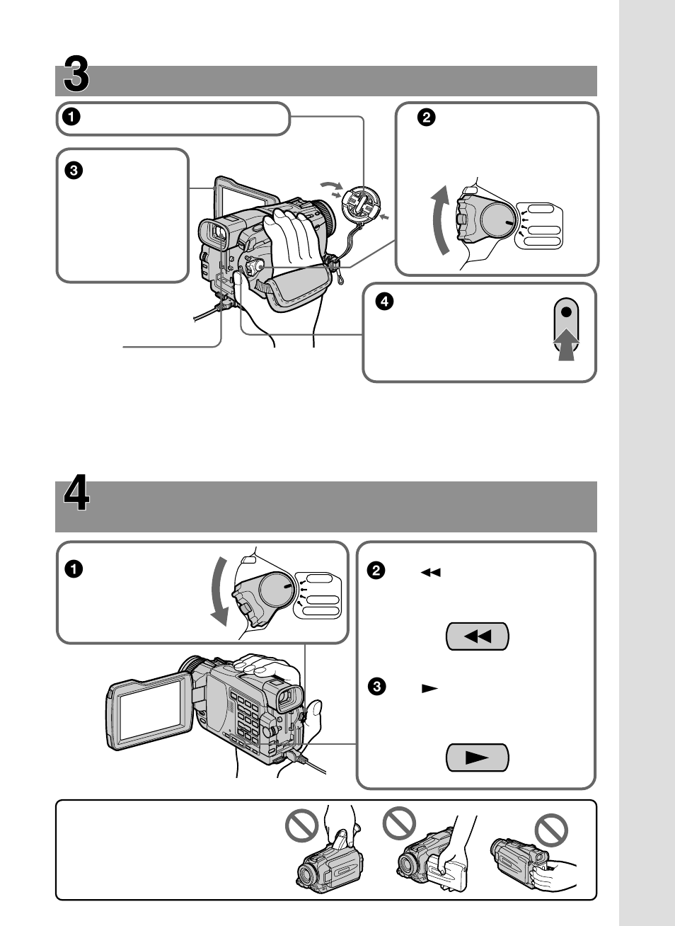 Play rew, Recording a picture, Monitoring the playback picture on the lcd screen | Sony DCR-TRV25 User Manual | Page 9 / 220