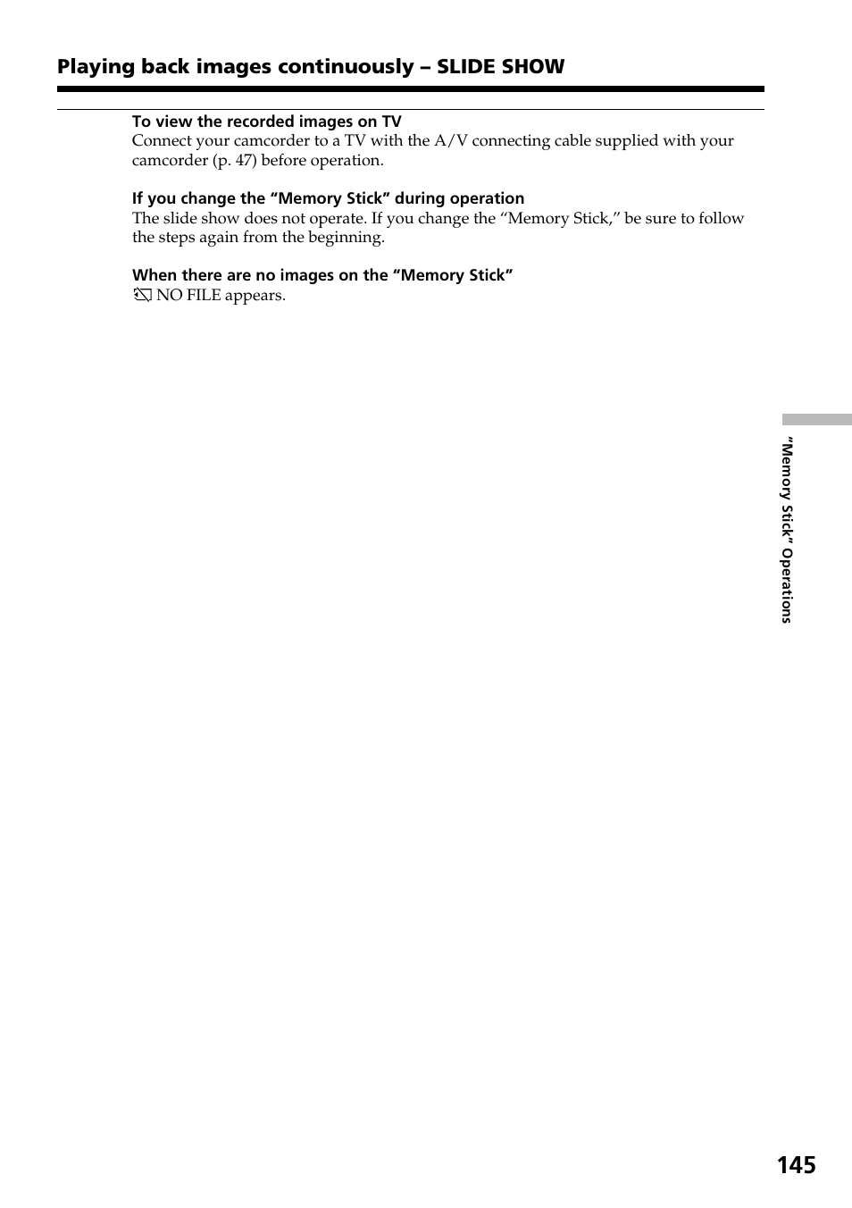 Playing back images continuously – slide show | Sony DCR-IP55 User Manual | Page 145 / 216