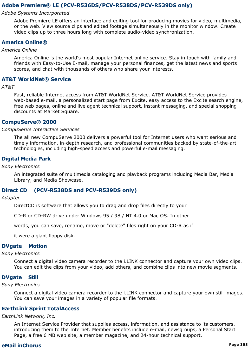 Sony PCV-R538DS User Manual | Page 308 / 586