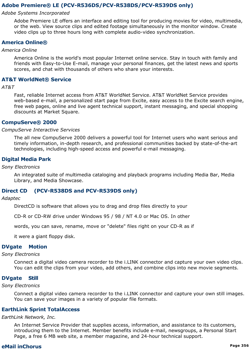 Sony PCV-R538DS User Manual | Page 356 / 586