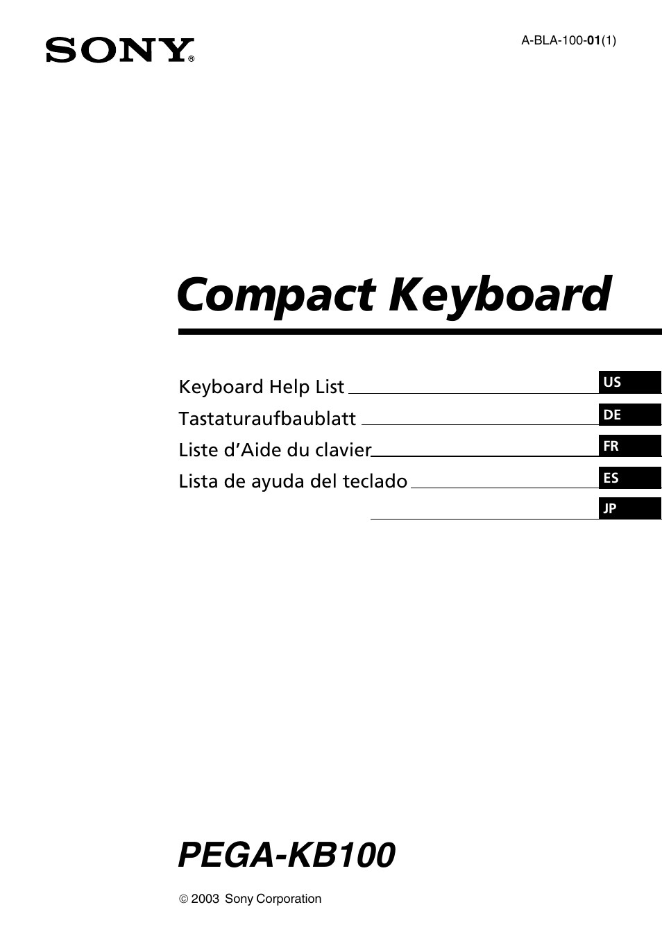 Sony PEGA-KB100 User Manual | 24 pages