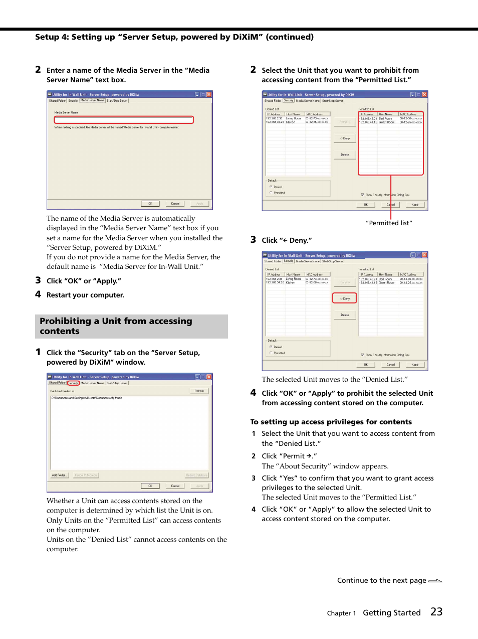 Prohibiting a unit from accessing contents, Prohibiting a unit from accessing contents 23 | Sony DVP-NW50 User Manual | Page 23 / 40